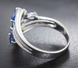 Эффектное серебряное кольцо с ярко-синими кианитами Серебро 925