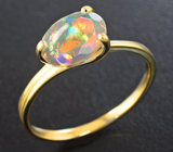 Золотое кольцо с ограненным эфиопским опалом 1,34 карата Золото