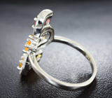Оригинальное серебряное кольцо с разноцветными сапфирами Серебро 925