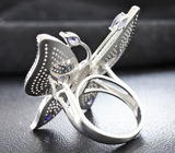Впечатляющее cеребряное кольцо «Бабочка» с иолитами Серебро 925