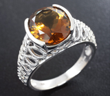 Стильное серебряное кольцо с золотистым кварцем Серебро 925