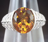 Стильное серебряное кольцо с золотистым кварцем Серебро 925