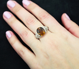 Стильное серебряное кольцо с золотистым кварцем Серебро 925