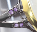 Серебряное кольцо с лунным камнем 22+ карат и аметистами Серебро 925
