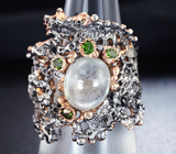 Серебряное кольцо с гошенитом и цаворитами Серебро 925