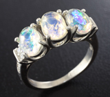 Превосходное серебряное кольцо с ограненными эфиопскими опалами Серебро 925