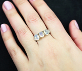 Превосходное серебряное кольцо с ограненными эфиопскими опалами Серебро 925