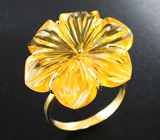 Золотое кольцо с чистейшим резным цитрином 21,88 карата Золото