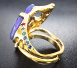Золотое кольцо с австралийским solid опалом, гранатами со сменой цвета, голубыми сапфирами, красными шпинелями и бриллиантами Золото