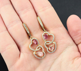 Романтичные серебряные серьги с розовыми турмалинами Серебро 925