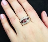 Стильное серебряное кольцо с родолитами Серебро 925