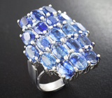 Превосходное серебряное кольцо с пронзительно-синими кианитами Серебро 925