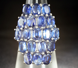 Превосходное серебряное кольцо с пронзительно-синими кианитами Серебро 925