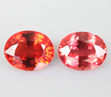 Пара оранжево-красных сапфиров 1,2 карата 