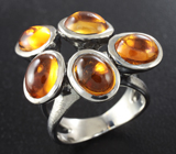 Серебряное кольцо с цитринами мадейра 7,11 карата