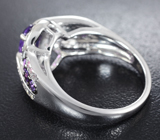 Изящное серебряное кольцо с аметистами Серебро 925