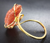 Золотое кольцо с резным солнечным камнем 9,83 карата Золото