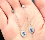 Элегантные серебряные серьги с танзанитами