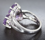 Замечательное серебряное кольцо с аметистами Серебро 925