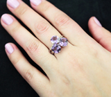 Замечательное серебряное кольцо с аметистами Серебро 925