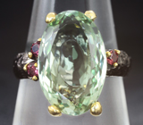 Серебряное кольцо с зелеными аметистами и родолитами Серебро 925