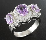 Замечательное серебряное кольцо с аметистами Серебро 925