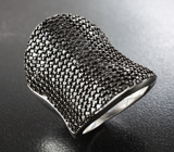 Стильное серебряное кольцо c черными шпинелями Серебро 925