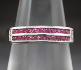 Серебряное кольцо с розовыми сапфирами бриллиантовой огранки Серебро 925
