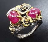 Серебряное кольцо с рубинами и гранатами