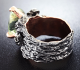 Серебряное кольцо с празиолитом и аметистами