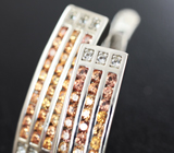 Превосходные серебряные серьги с сапфирами бриллиантовой огранки и бесцветными топазами Серебро 925