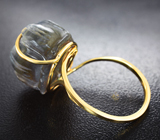 Золотое кольцо с резным лабрадоритом 19,01 карата! Ярчайшая иризация Золото