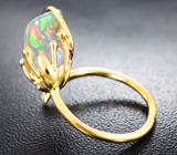 Золотое кольцо с кристаллическим эфиопским опалом 3,12 карата и бриллиантом Золото