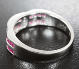 Яркое серебряное кольцо с пурпурно-розовыми и бесцветными сапфирами бриллиантовой огранки Серебро 925