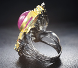 Серебряное кольцо с рубином, мозамбикскими гранатами и голубыми топазами Серебро 925
