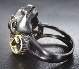 Серебряное кольцо «Овен» с ограненным черным опалом и черными шпинелями Серебро 925