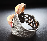 Серебряное кольцо с мексиканскими опалами и турмалином Серебро 925