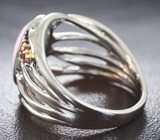 Серебряное кольцо с кристаллическим эфиопским опалом 1,72 карата, родолитом и сапфиром Серебро 925