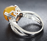 Серебряное кольцо с ограненным медовым опалом Серебро 925