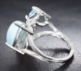 Серебряное кольцо с ларимаром и голубыми топазами Серебро 925