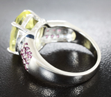 Стильное серебряное кольцо с лимонным цитрином и родолитами Серебро 925