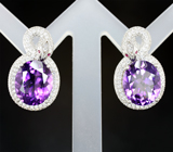 Оригинальный серебряный комплект с уругвайскими аметистами Серебро 925