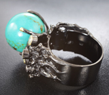 Серебряное кольцо cо сферой бирюзы и голубыми топазами Серебро 925