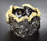 Серебряное кольцо с кристаллическим эфиопским опалом и желтым турмалином Серебро 925