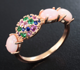 Прелестное серебряное кольцо с розовыми опалами Серебро 925