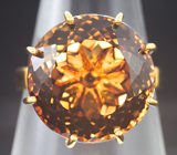 Золотое кольцо с чистейшим крупным империал топазом 22,18 карата Золото
