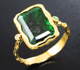 Золотое кольцо с редким мау сит ситом 4,18 карата, изумрудом и бриллиантом Золото