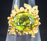 Золотое кольцо c ярким сфеном 4,8 карата и бриллиантами