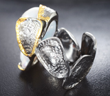 Серебряное кольцо с жемчужиной барокко 28,06 карата и синими сапфирами Серебро 925