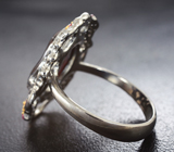 Серебряное кольцо c редким мексиканским огненным агатом и пурпурно-розовыми сапфирами Серебро 925